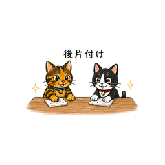 Calico & Tuxedo Cat Housework Stickers
