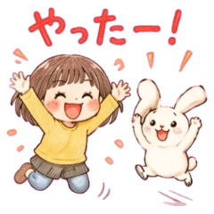 Daily Stickers with Girl & Bestie Bunny