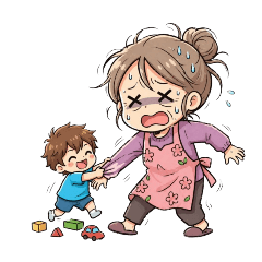 Grandma Busy with Her Grandkids Stickers