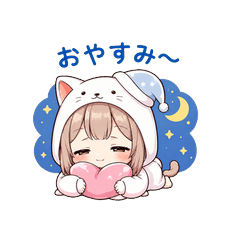 Fluffy Cat Hoodie Girl Stickers