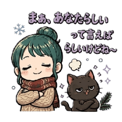 Cutegirl with a Bun and Her CatStickers3