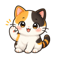 Cute Calico Cat Miko Stickers