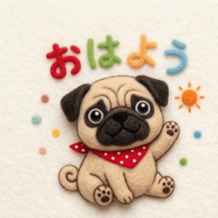 巴哥犬小摩卡：毛氈風日常貼圖