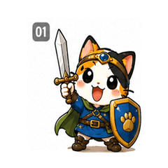 Brave Calico Cat RPG Stickers