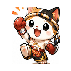 Muay Thai Calico Cat Stickers