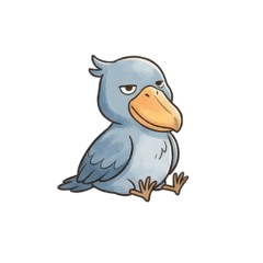 An expressionless shoebill