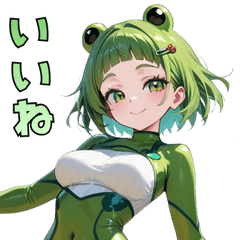 Cute Frog Girl Stickers