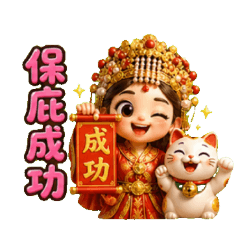 可愛Q版媽祖與招財貓：天天保佑平安發大財