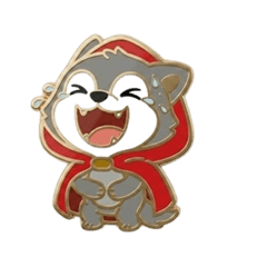 A cute wild wolf wearing  a red cape