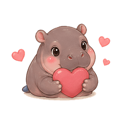 Baby pygmy hippo stickers for daily use