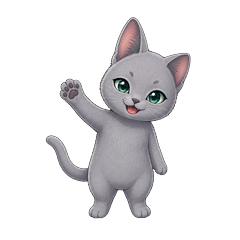 Chibi Russian Blue Cat Daily Reactions