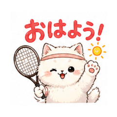 Fluffy Cat Tennis Daily Stickers