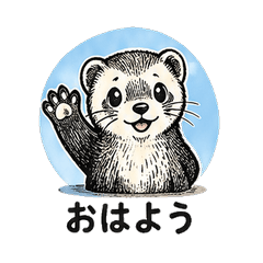 Woodblock Print Ferret Daily Chat