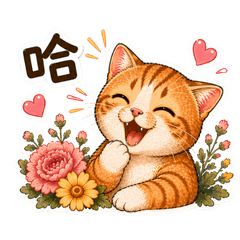 極度可愛！花系貓咪日常問候貼圖(橘貓篇）