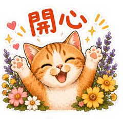 極度可愛！花系貓咪日常心情貼圖(橘貓篇）