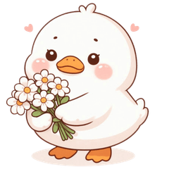 Chubby duck with flowers