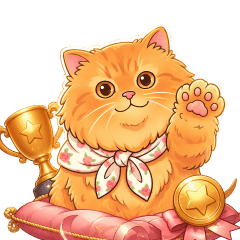 Orange Meow : Grumpy Face, Pastel Heart