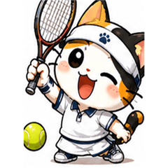 Tennis Calico Cat Stickers