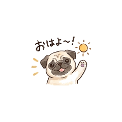 Watercolor Pug Stickers.