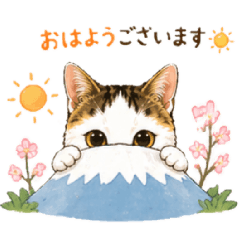 Fuji-chan Cat with a Mt. Fuji Mark