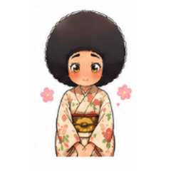 Afro girl in kimono