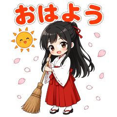 Miko Ayaka Shrine Maiden Daily Stickers