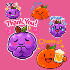 Adorable grapes and Orange