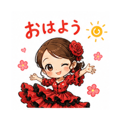 Cute Flamenco Girl Daily Stickers