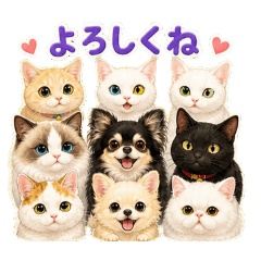 Daily life two Chihuahuas and seven cats