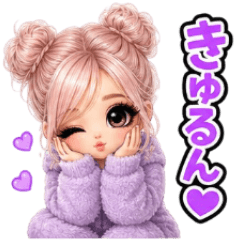 Pink hair gal stickers4