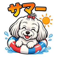 Comic-Style Maltese Summer Stickers 2