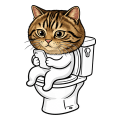 A cat on the toilet seat