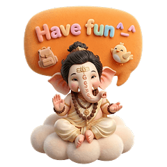 Cute Ganesha Blessing (Big Sticker) V.3