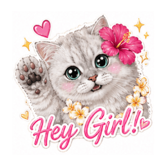 Tropical White Cat Stickers