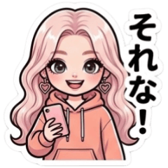 Pink Hair Gal Stickers 5