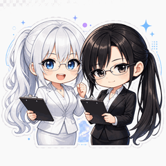 Shiro & Kuro AI Work Stickers