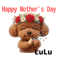 Teacup Poodle LuLu Mother's Day stickers