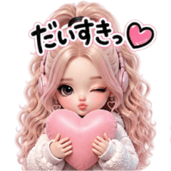 Pink Hair Gal Stickers 6