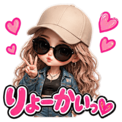 Pink Hair Gal Stickers 7