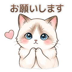 Fluffy ragdoll cat Luna-cha daily stamp