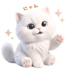 Fluffy white cat's polite speech