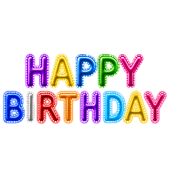 Neon Balloon Birthday Stickers