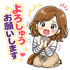 Cute Kansai Lady Daily Reaction Stickers