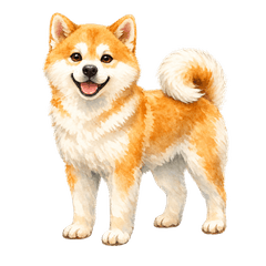 Watercolor Akita Inu