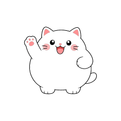 Round and Chubby White Cat