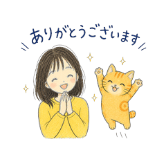Girl & Cat Everyday Stickers