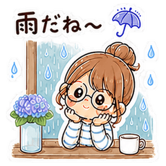 relaxed glasses girl Sticker4
