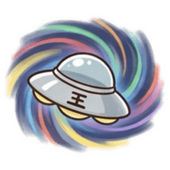 Flying saucer and aliens Sticker