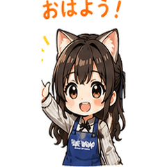 Cat-Eared Apron Girl Stickers
