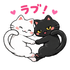 White Cat & Black Cat Brother Stickers